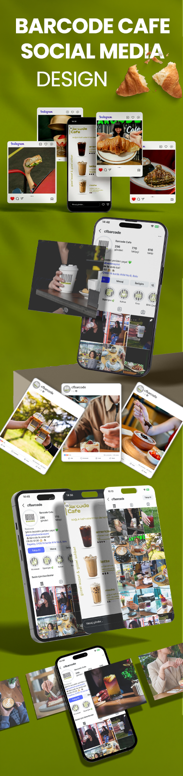 Barcode Cafe sosyal medya yönetimi grafik tasarım ve fotoğraf çekimi çalışması