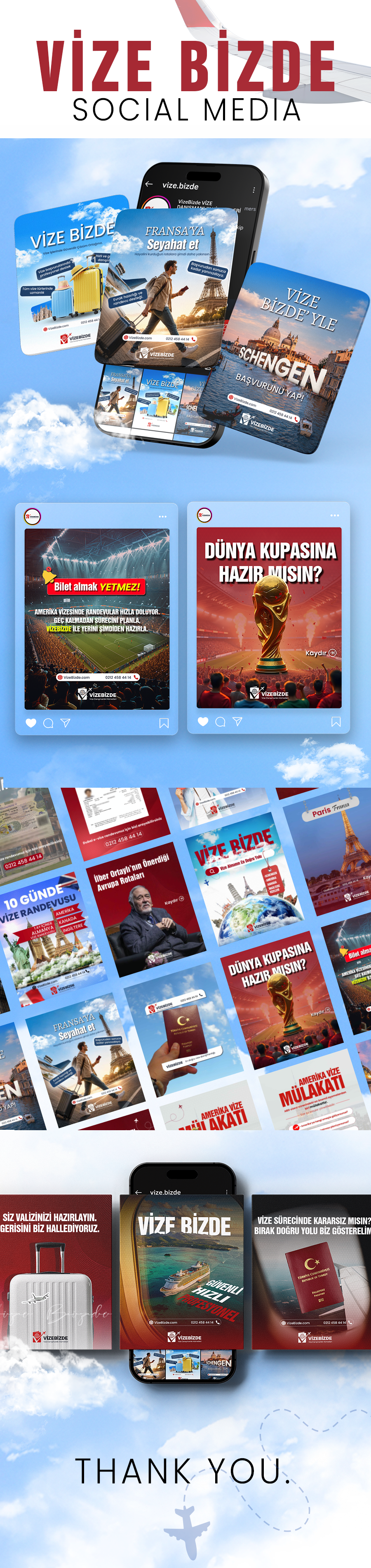 VizeBizde sosyal medya yönetimi grafik tasarım PR haber yönetimi ve reklam yönetimi çalışması